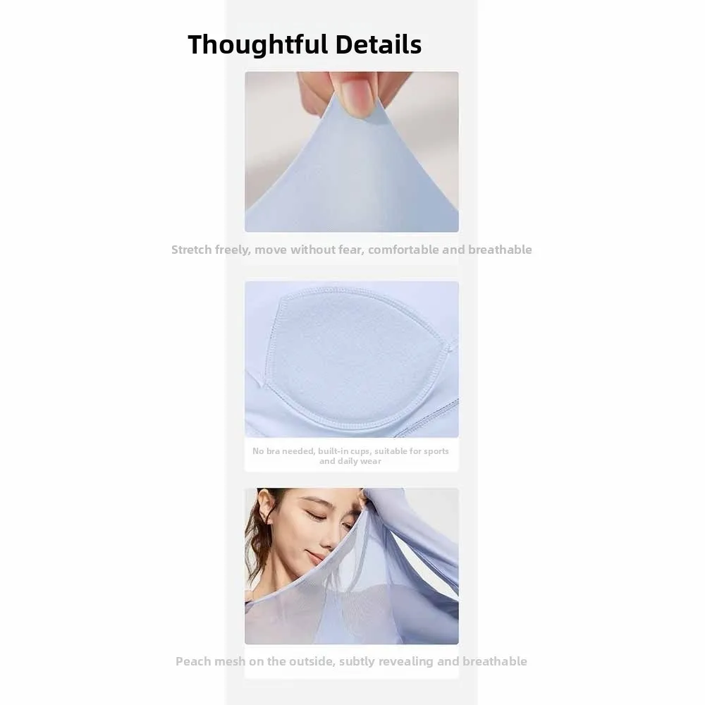 بلوزة يوجا للياقة البدنية بأكمام طويلة، وسادة صدر ثابتة، تصميم تنحيف للنساء، بلوفر علوي برقبة قابل للتنفس، قمصان يوجا #5