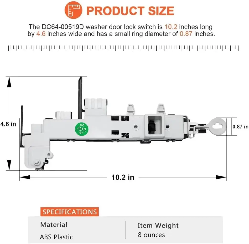 DC64-00519D Washer Door Lock Switch Replacement Fit for Samsung Washer Door Lock Switch 4545806 AP6027082 PS11762120 EAP11762120