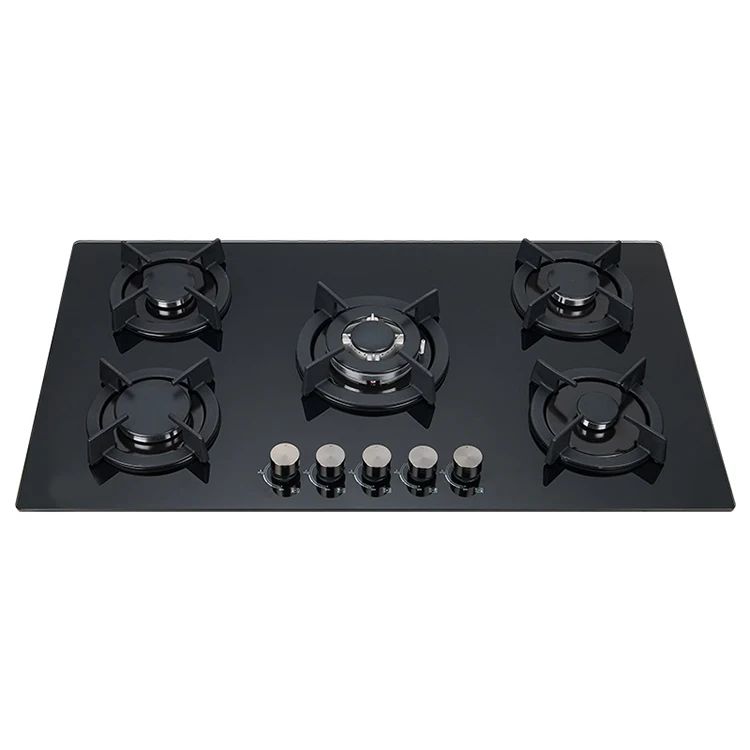 

Five-cooker Cooktop Built in Tempered Gas Stove Glass Black Surface 5 Burner Gas Stove Top Stove