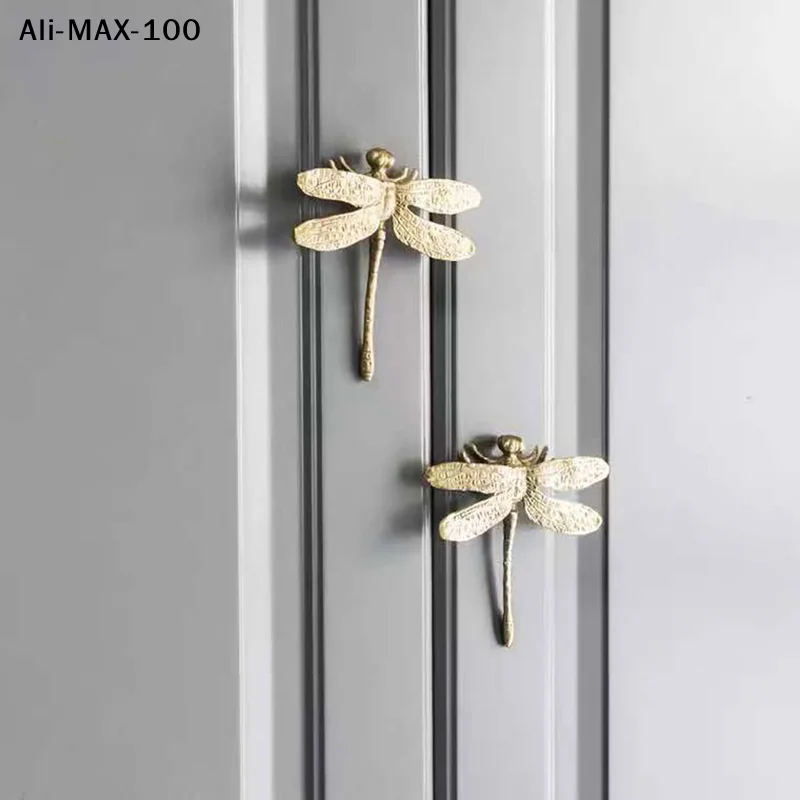 【AM3】Brass Dragonfly Handle Simple Nordic Cabinet Gold Pure Copper Drawer Door Knob