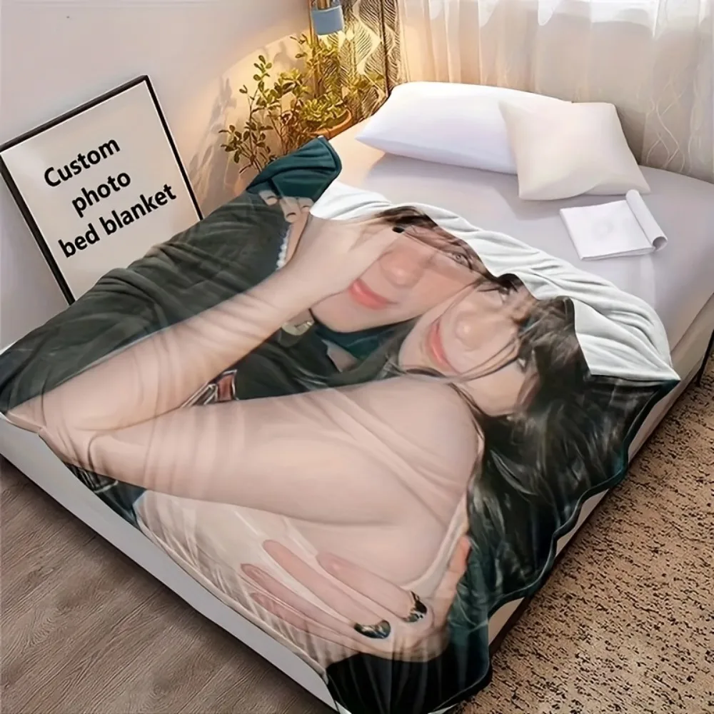 1PC Custom Personalized Blanket Personal Photo Flannel Bed Blanket Birthday Wedding Couple Valentine's Day Holiday Gift Blanket