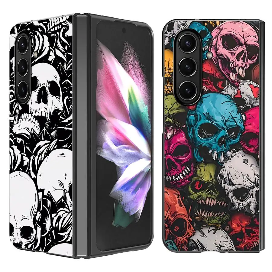 Coole Totenkopf-Muster-Rückseite für Samsung Galaxy ZFold3 ZFold5 Z Fold 7 6 5 4 3 ZFold6 ZFold7 ZFold4