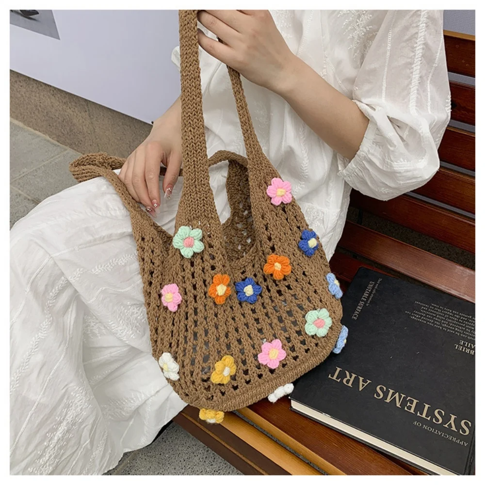 

Top-Handle Summer Woven Handbag Hollow Fashion Tote Shoulder Bag Trend Niche Design Casual Bag for Women Girls 2025 New In