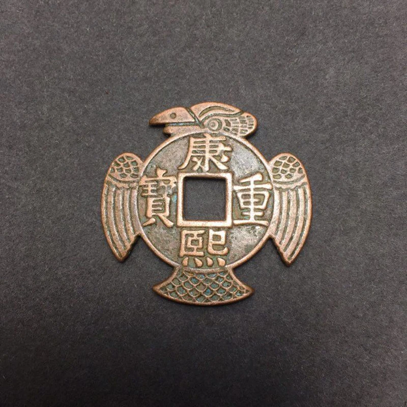 Copper , antique , square , Kangxi Luohan coins, craft collectibles, bronze artifacts, film props