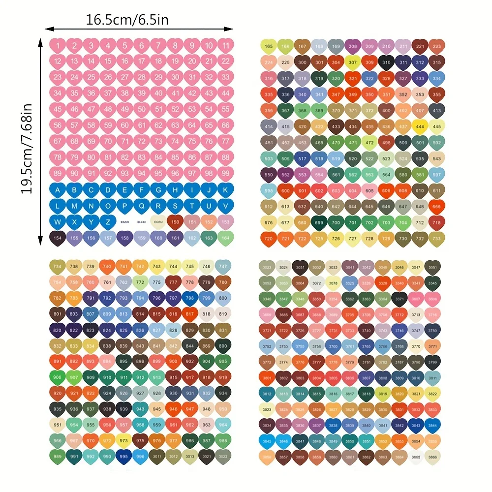 4 sztuk/zestaw diamentowe malowanie kolorów naklejki naklejana etykieta w kształcie serca schowek na akcesoria kolorowe DMC