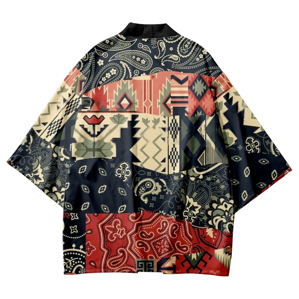 

Japanese Cashew Flowers Print Vintage Men Women Cardigan Robe Kimono Cosplay Summer Yukata Haori Asian Traditional Clothing