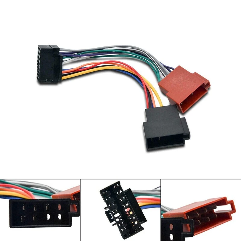 Car Wire Harness Adaptor for Kenwood / JVC Auto Stereo Radio ISO Standard Connector Adapter 16 Pin Plug Cable Plug-Play