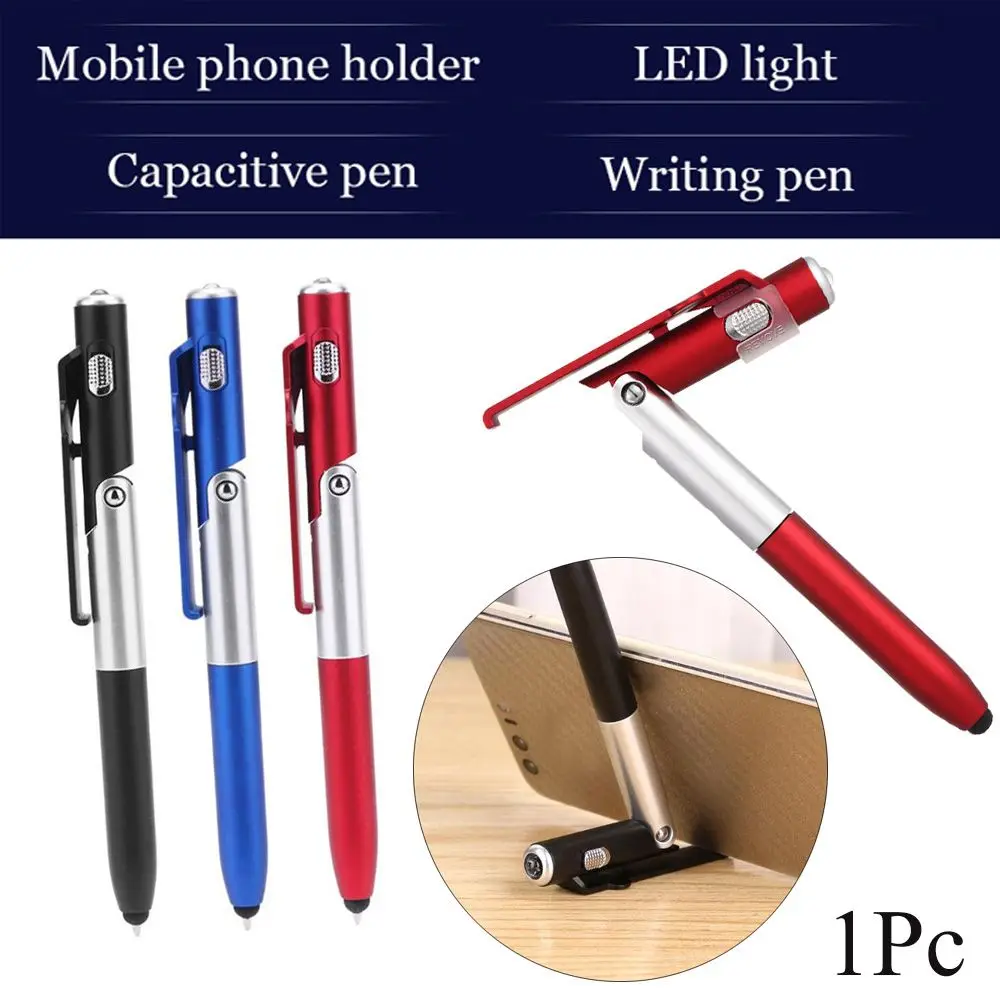 Portable LED Light Ballpoint Pen Electronics Foldable Mobile Phone Stand Multi-function Capacitive Pen