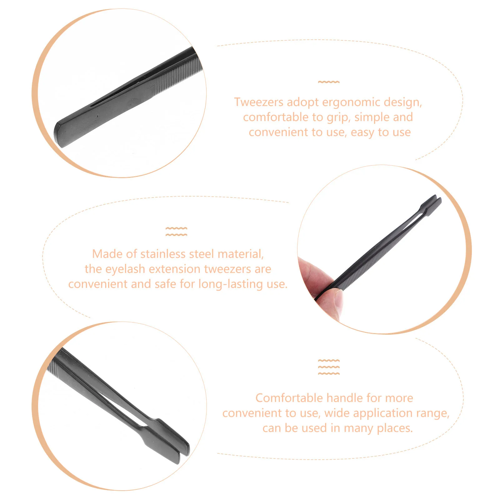 4Pcs Lash Tweezers Stainless Steel Eyelash Extension Tweezers Precision Metal Fake Eyelash Applicator Tool Comfortable Handle