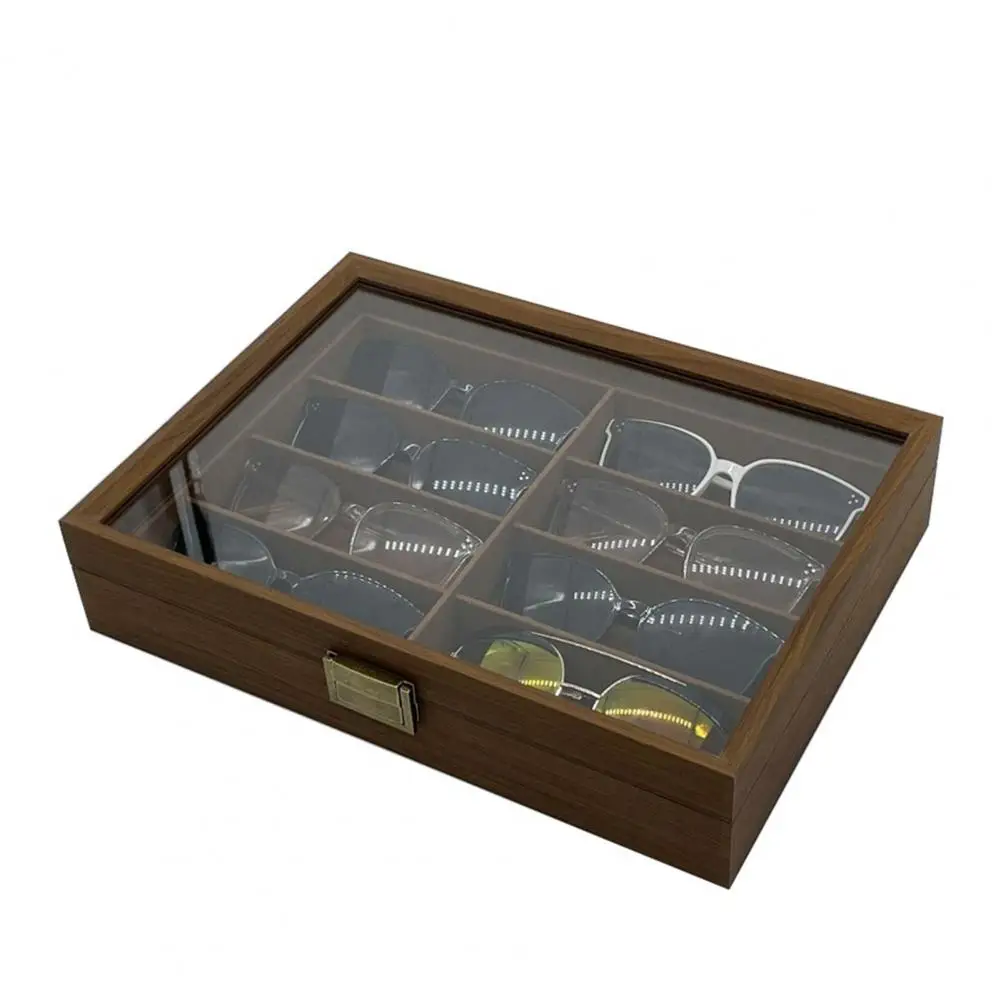 Wooden Sunglasses Display Case, organizador de óculos com vitrine para vários óculos e jóias