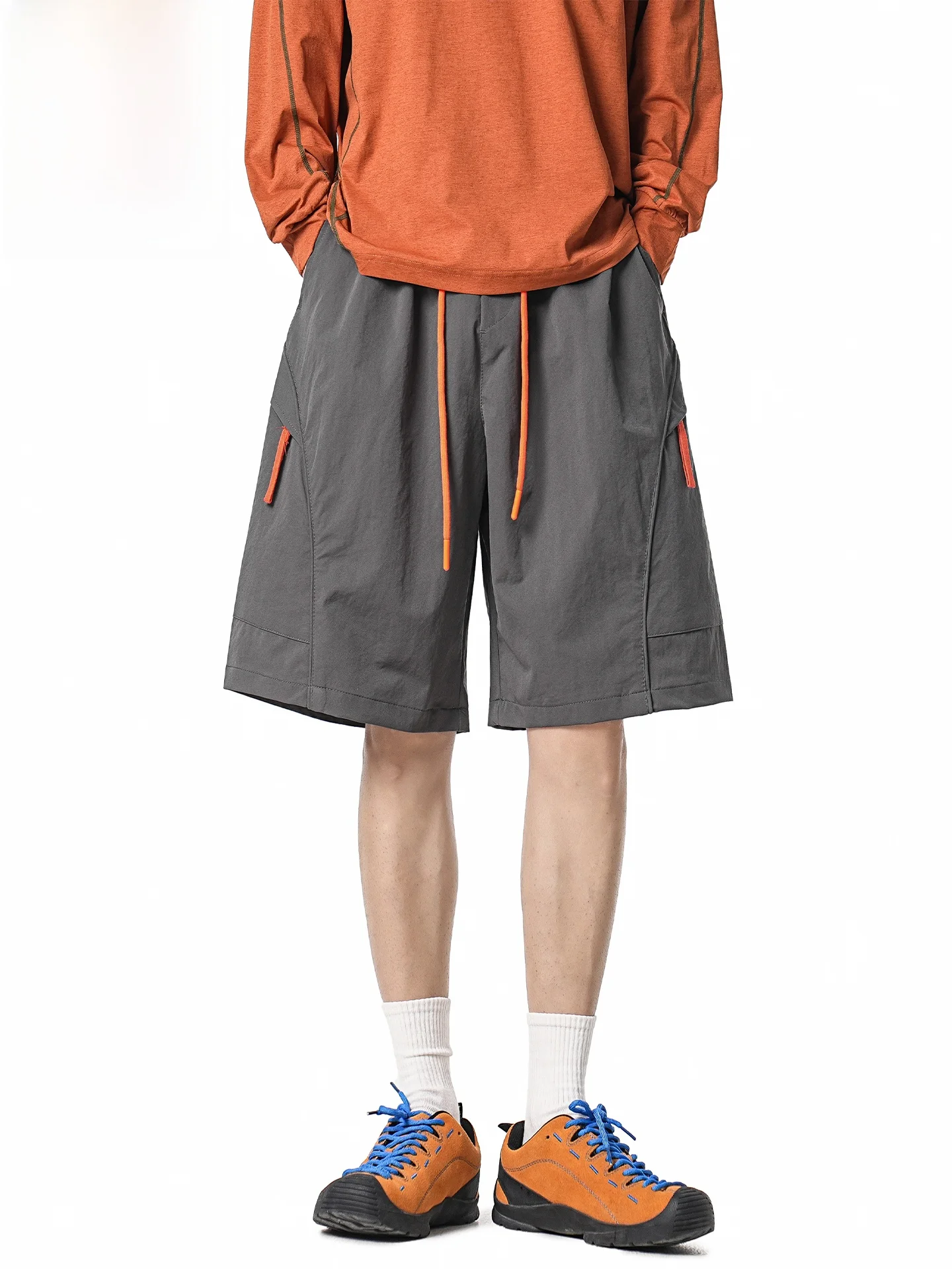 

Мужские летние спортивные брюки Wassup Tenet American Deconstructed Splice Workwear из ледяного шелка, быстросохнущие, средней длины (до колена)