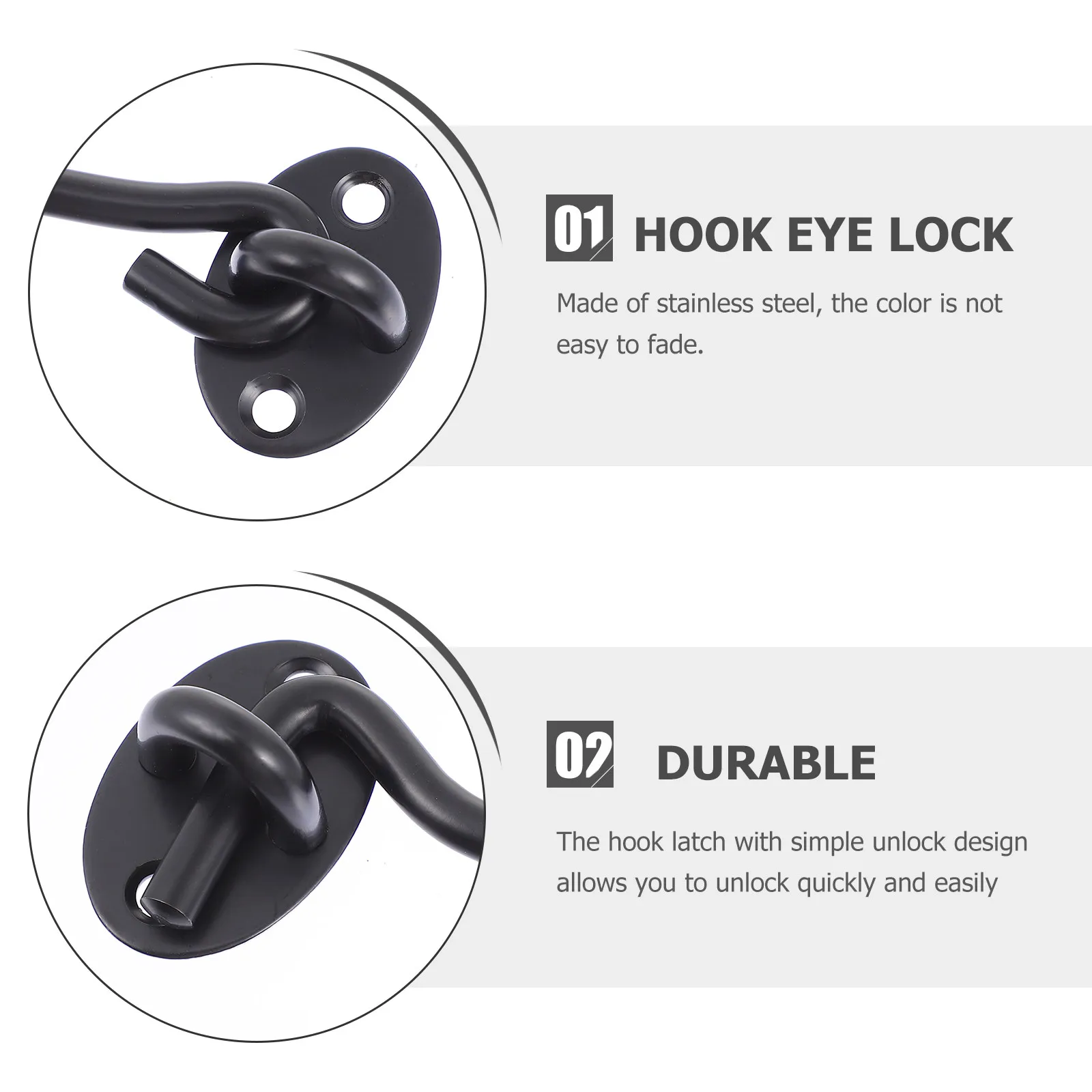 2Pcs Window Latch Hook Stainless Steel Privacy Door Lock Hooks Sliding Safety Garage Hardware Swivel Combo view 3