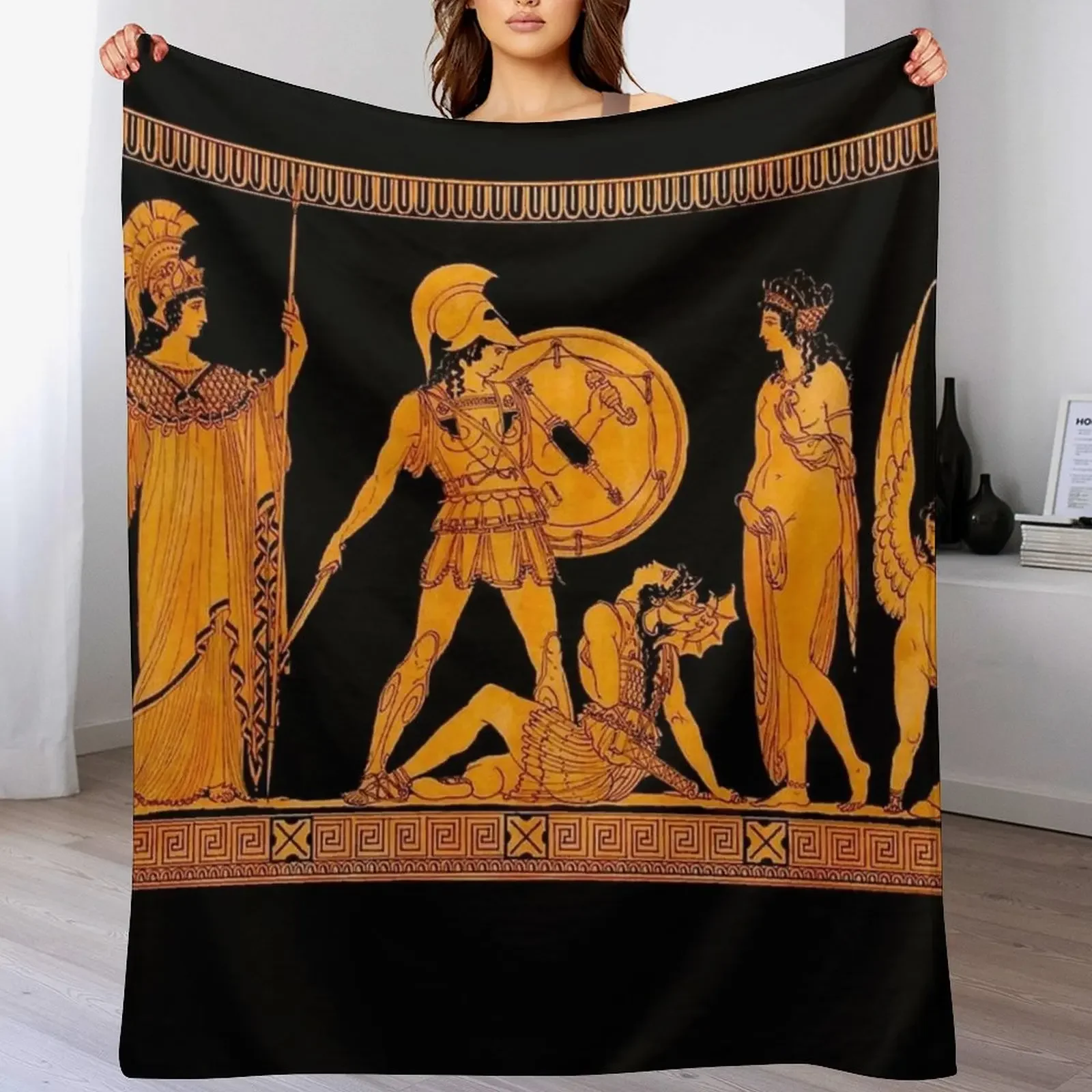 

GREECE : Ancient God and Goddess Frieze Print Throw Blanket Kid'S Thermals For Travel Warm Travel Blankets