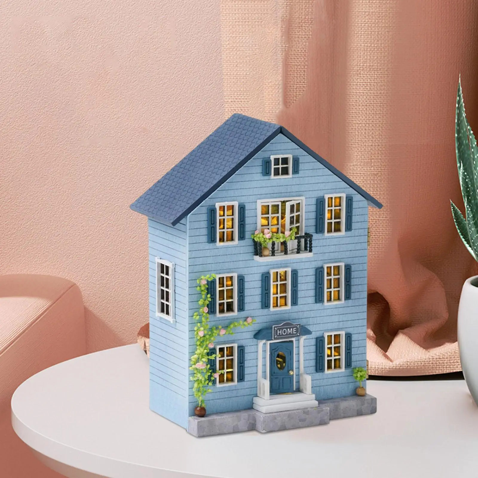 Creative Wooden Dollhouse DIY W/ LED Lights & Furniture Set 3D Wooden Puzzle
