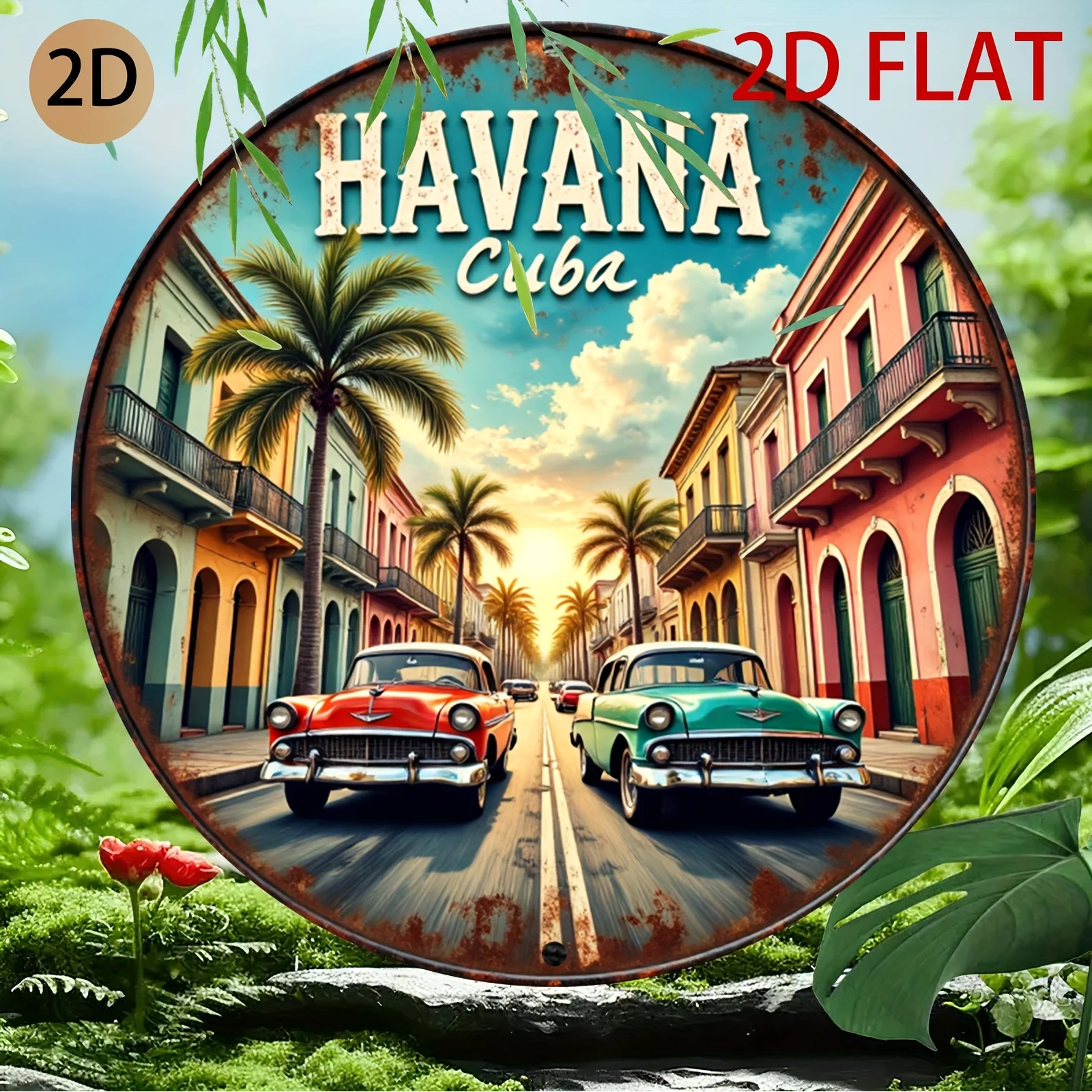 Vintage Havana Cuba Street View Metal Tin Sign Wall Art Decor - view 3