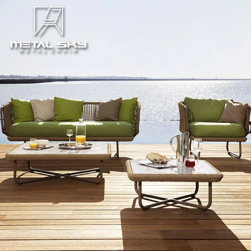 #Outdoor  Chair Three-Piece Set Balcony Courtyard Single-Person Combination Sofa Nordic Leisure