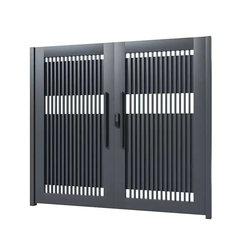 

New Model Modern Fence and Gate Main Gate Designs Black Grey Residential Garden Aluminium Swing Gates Double Door Gate