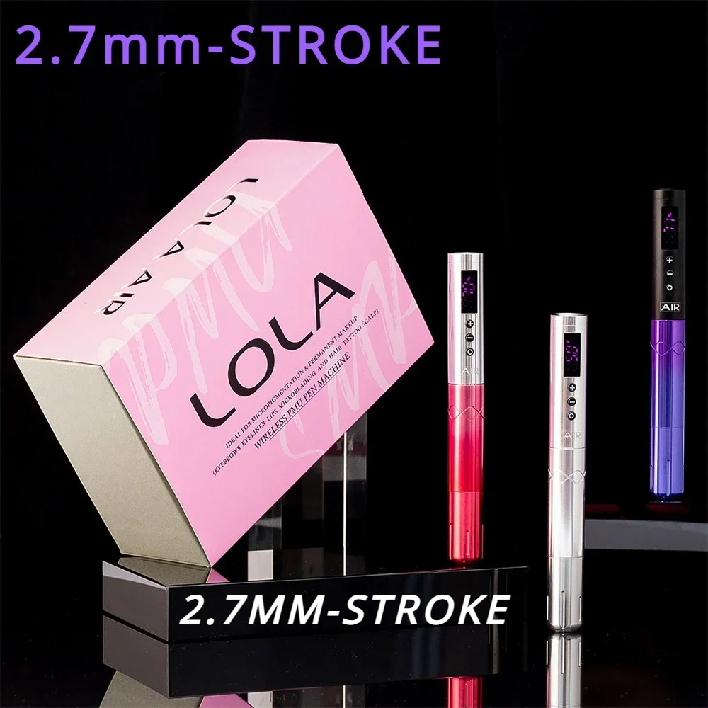 2.7mm stroke EZ POPU Lola air battery power tattoo pen machine pmu permanent makeup machine wireless with 3 batteries power pack