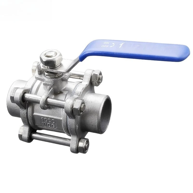 

304 stainless steel wire buckle three-piece ball valve manual flange ball valve switch internal thread DN series