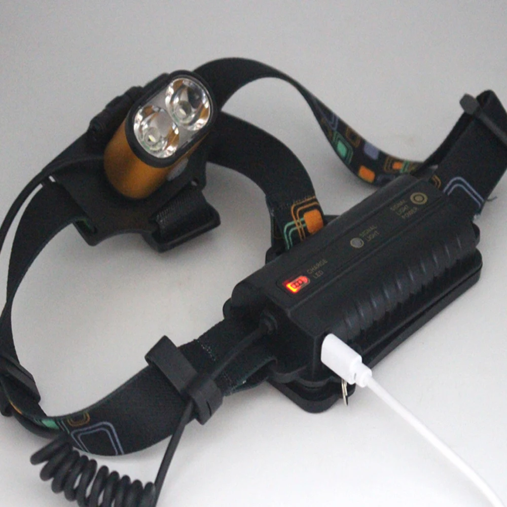 18650 USB headlights 8000 lumens 2* T6  Rechargeable LED Powerful Focus Head Light 3 Modes headlights flashlight Head Lamp