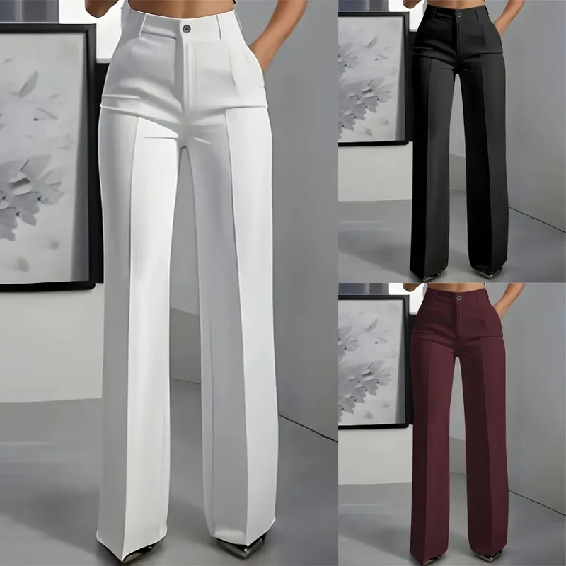 

European and American cross-border 2025 new women's high-waisted, draped, straight-cut, simple suit pants for women