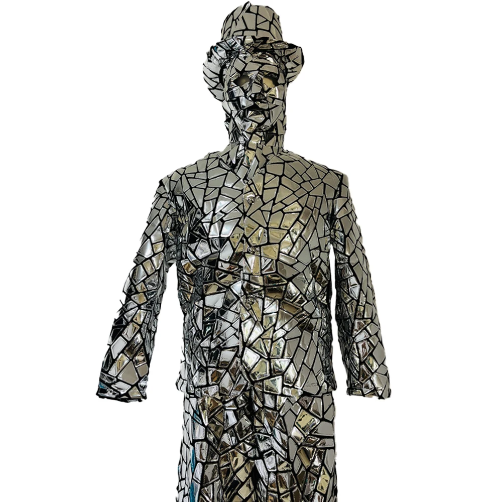 

Серебряные блестки на ходулях, костюм робота-одуха, аналогичный зеркальный материал, костюм для сценического шоу, DJ, танцевальная гигантская одежда, розовый, фиолетовый цвет