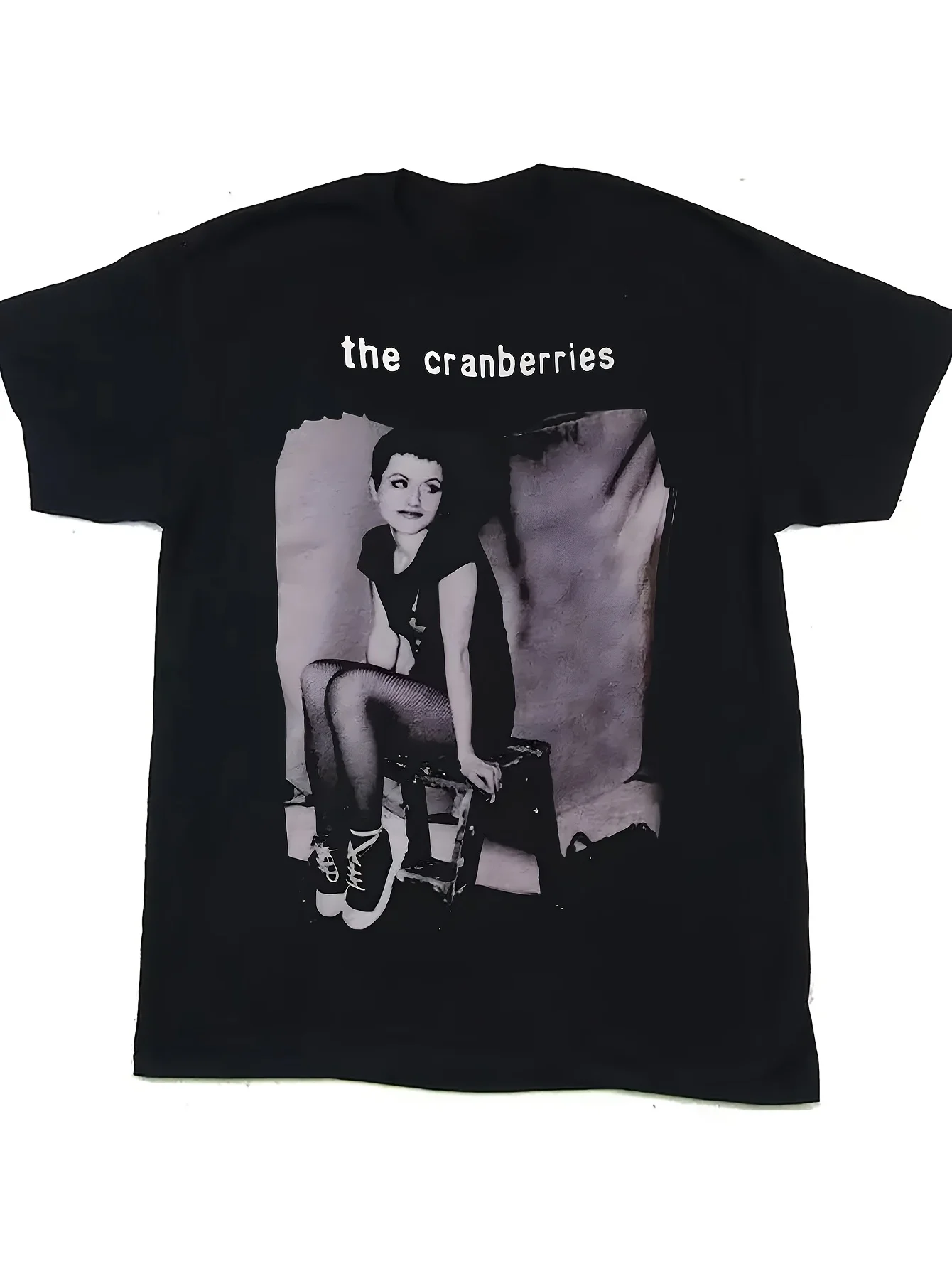 

1 шт. женская винтажная футболка с рисунком The Cranberries Band — черно-белая ретро-музыка 90-х годов, ностальгический черно-белый принт для фотографий,