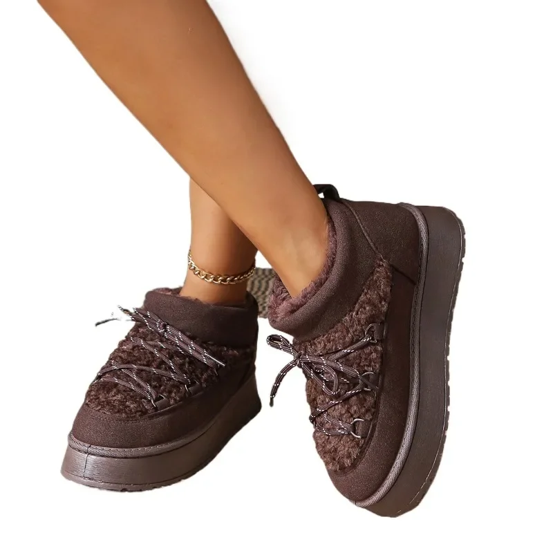 النساء أحذية مسطحة الجلد المدبوغ جديد الفراء موضة حذاء من الجلد عادية 2025 الاتجاه الشتاء أحذية رياضية امرأة الثلوج الأحذية المشي Zapatos Mujer