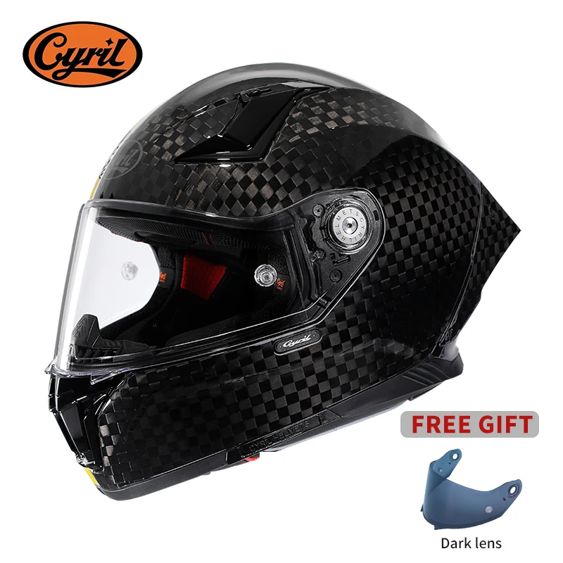 

Unisex Lightweight Carbon Fiber Kevlar Full Face Motorcycle Street Bike Helmets Racing Helmet DOT ECE Approved CYRIL Casque Moto