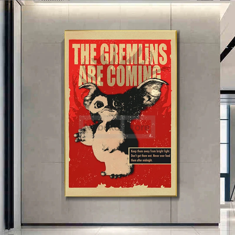 Classic Retro Movies Gremlins Posters Cute Gizmo Fantasy Poster and Prints Canvas Painting Wall Art Pictures Home Room Decor