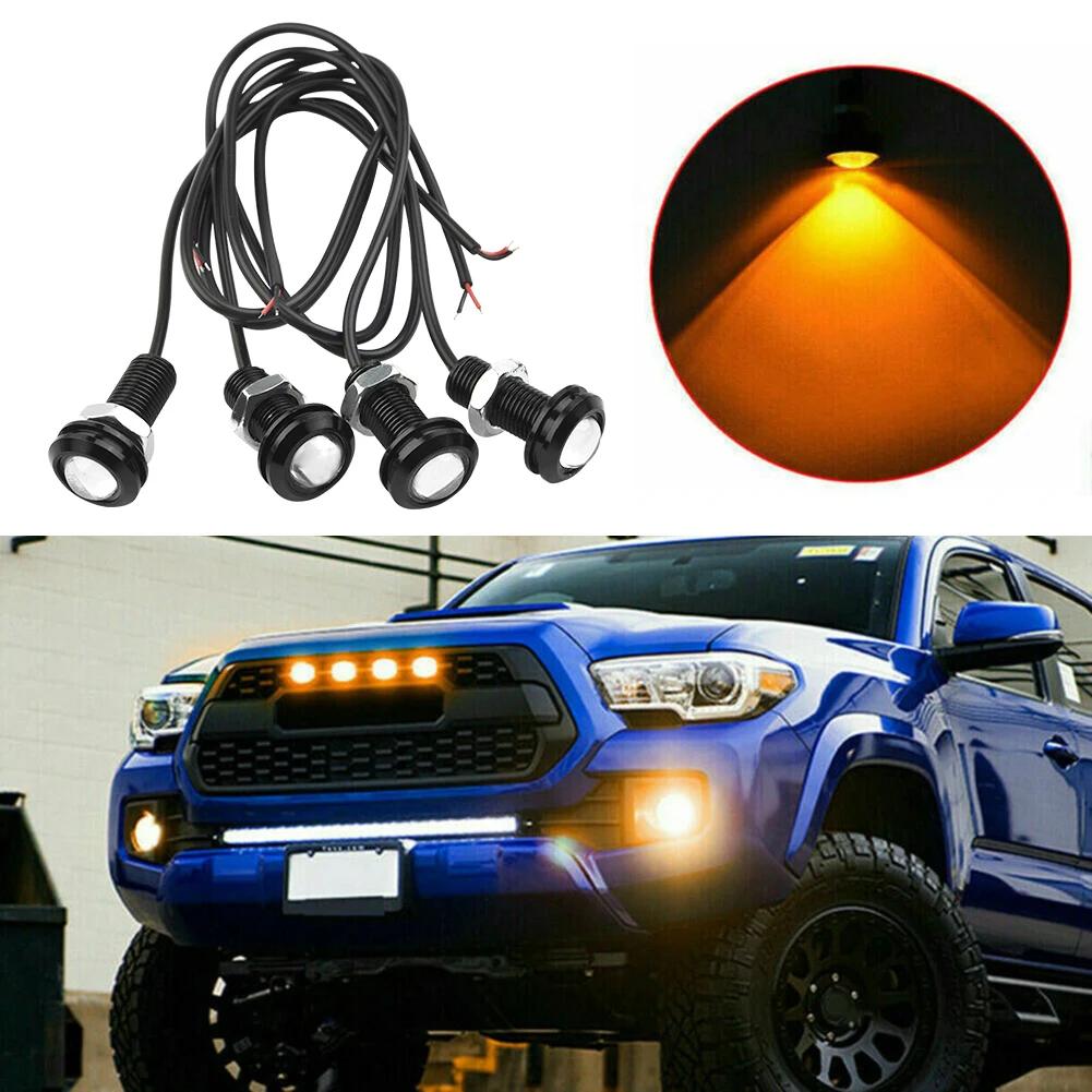 4Pc 12V LED Side Marker Indicators Light Amber Grille Lighting Kit For Ford SUV Raptor Style External Clearance Turn Signal Lamp