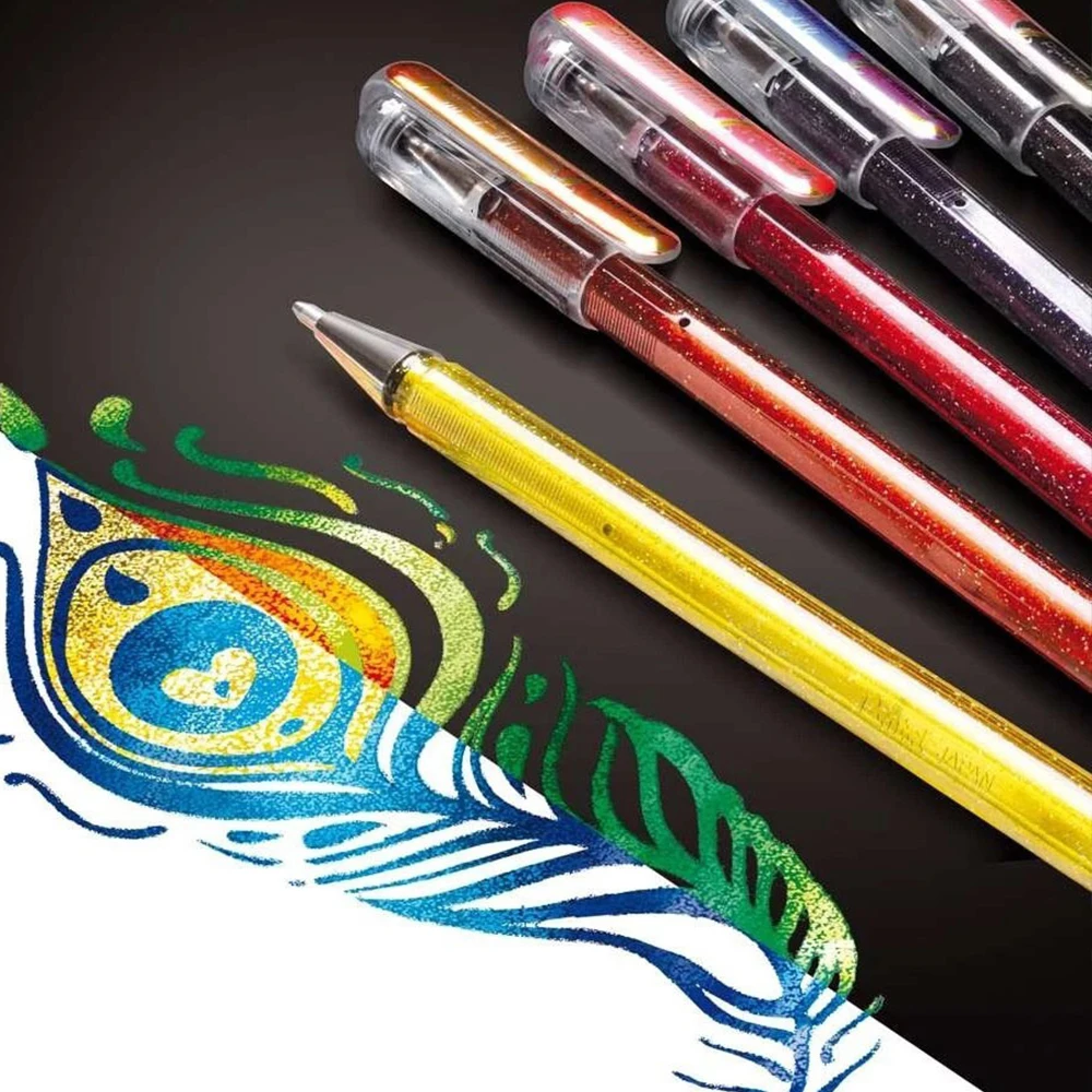 7Pcs/set Japan Pentel Metallic Glitter Gel Pens Shimmer Pearl Highlight Pen Sparkle Ink for Festival DIY Drawing Stationery K110
