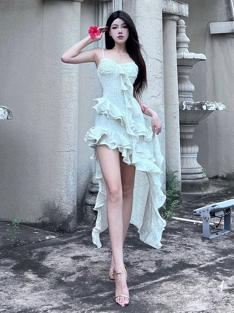 Sanya Travel Sle Lace Trim Dr Beach Vaion Damska letnia długa spódnica V-Ne Svel Gown na wakacje nad morzem