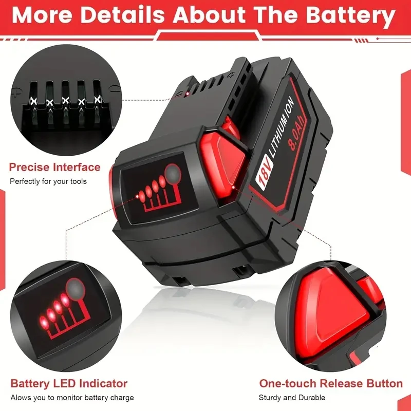 For Milwaukee M18 Batteries 21700 tabless cells High Output Rechargeable Li-ion Battery 48-11-1860 Charger rechargeable battery