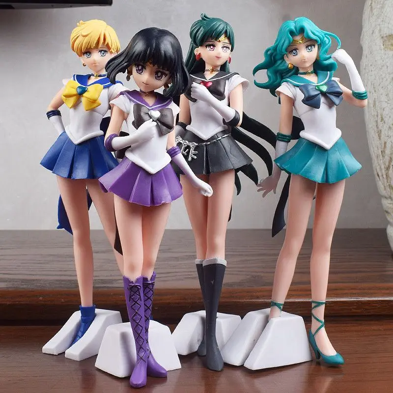 Figura de Anime Sailor Moon Meiou Setsuna, 23cm, purpurina y Glamours Kaiou Michiru Tenoh Haruka Tomoe Hotaru, figura de acción, juguete para regalo