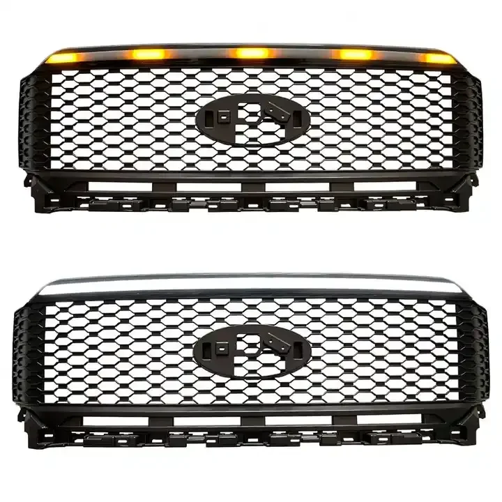 Spedking Hot Sales Body Kit Front Bumper Grill With LED Light For 4x4 Pickup Truck For 2021 Ford F150 Car Grille