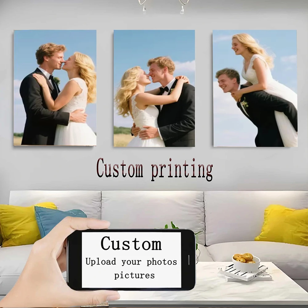 3 teile/satz Passen Sie Ihr Foto Personalisierte Leinwand Poster Hochzeit Familie Paar Haustier Tier Landschaft Wand Kunstdruck Wohnkultur