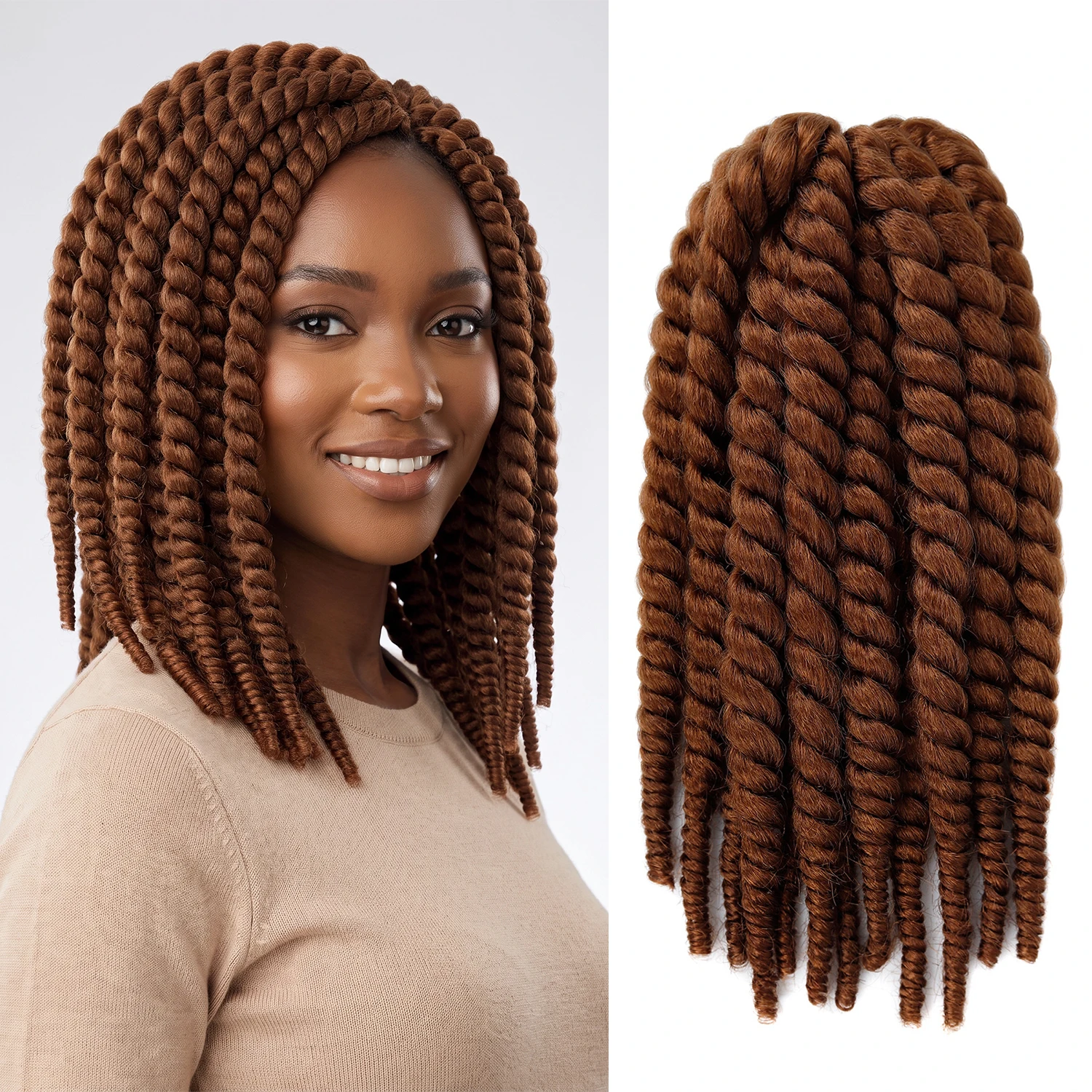 Havana Twist Crochet Braids 12 Inch Jumbo Senegalese Twist Crochet Hair Pro Looped Braiding Synthetic Hair Extensions for Women