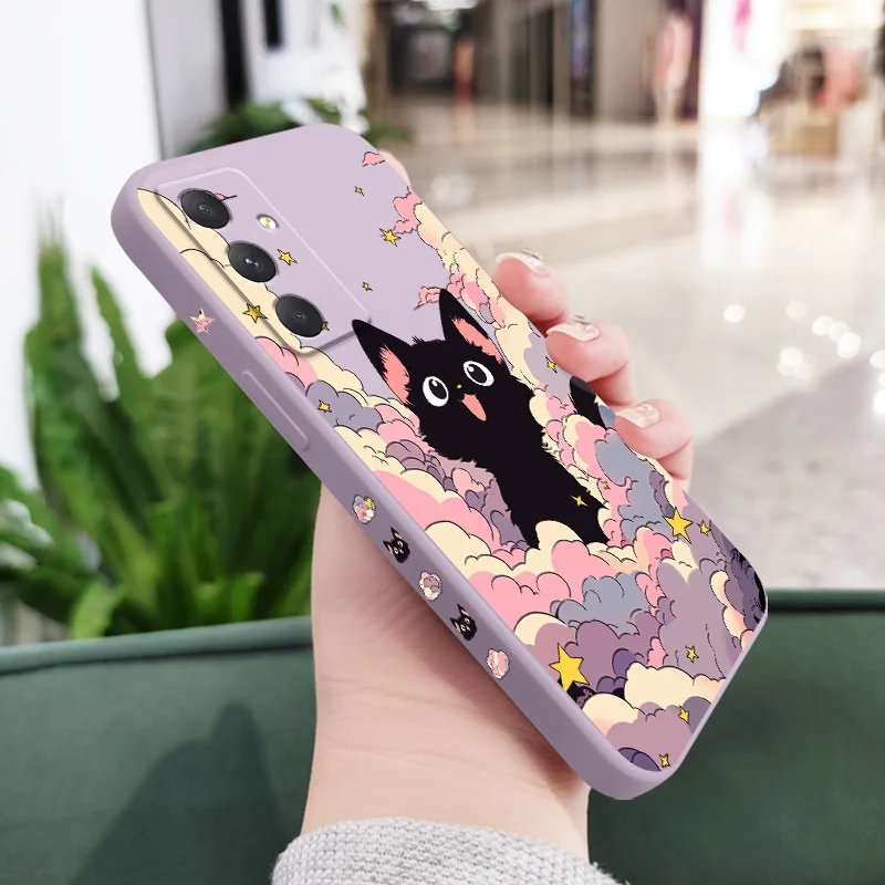 Cloud Colorful Cat Phone Case For Samsung Galaxy A17 A56 A55 A35 A25 A15 A05 A05S A54 A34 A24 A14 A04 A04S A04E 4G 5G Cover