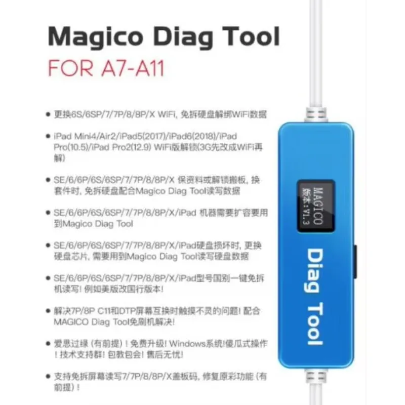 Magico Diag DFU Enter Herramienta SE-X De Pantalla Purpura for iPhone for iPad Reemplazar El Chip De Disco Duro Unpack WiFi Dato