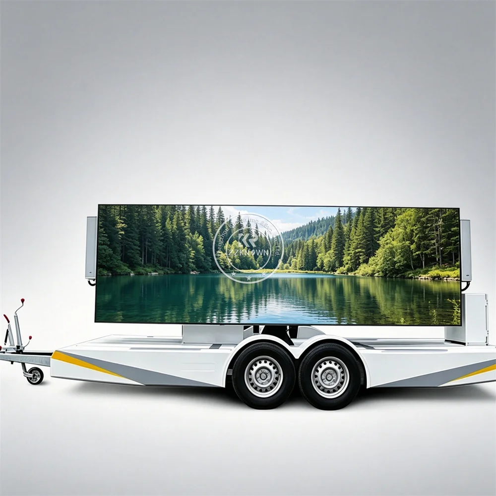 Mobile LED Display Advertising Trailer Outdoor Digital Billboard Screen Trailer For Roadside Event And Brand Promotion Use