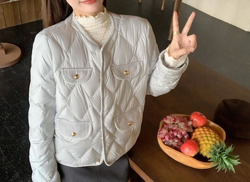 Winter Lightweight and Warm Women's Elegant Lapel Fashionable Casual Down Cotton Jacket