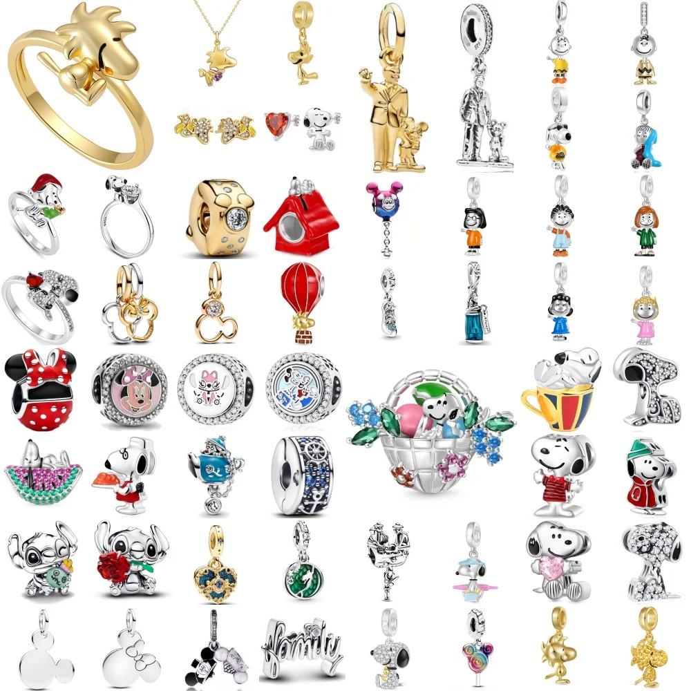 Argent 925, image d'animal de dessin animé, pendentif de personnage, accessoires originaux pour bracelet DIY, bagues, boucles d'oreilles, colliers, bijoux à breloques