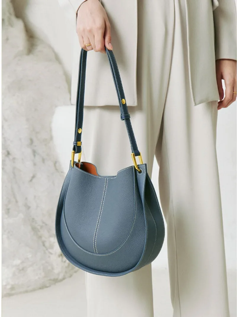 Minority All-match Elegant Shop Leather Texture Messenger Large Capacity Vintage Exposure Handbags New Simple Single-Shoulder