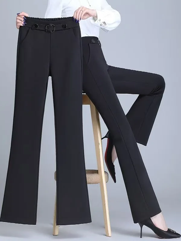 

Брюки-клеш с высокой талией, свободного кроя, размер S, женские деловые брюки, стройнящие, весна-осень