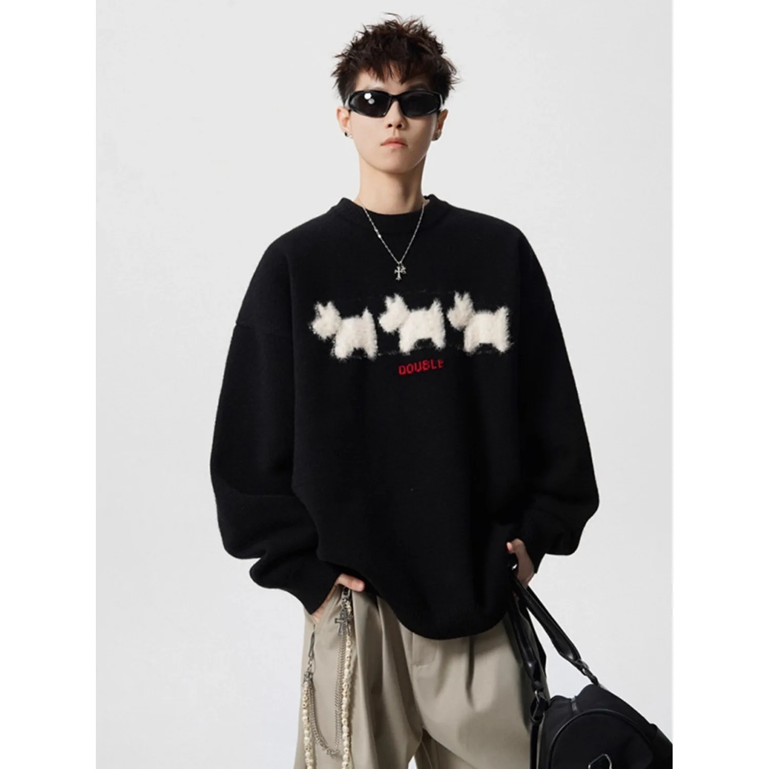 New Crew Neck Sweater For Men Women Trendy Brand Clothing Loose Long-Sleeve Knit Pullover Couple Autumn Winter American Tops