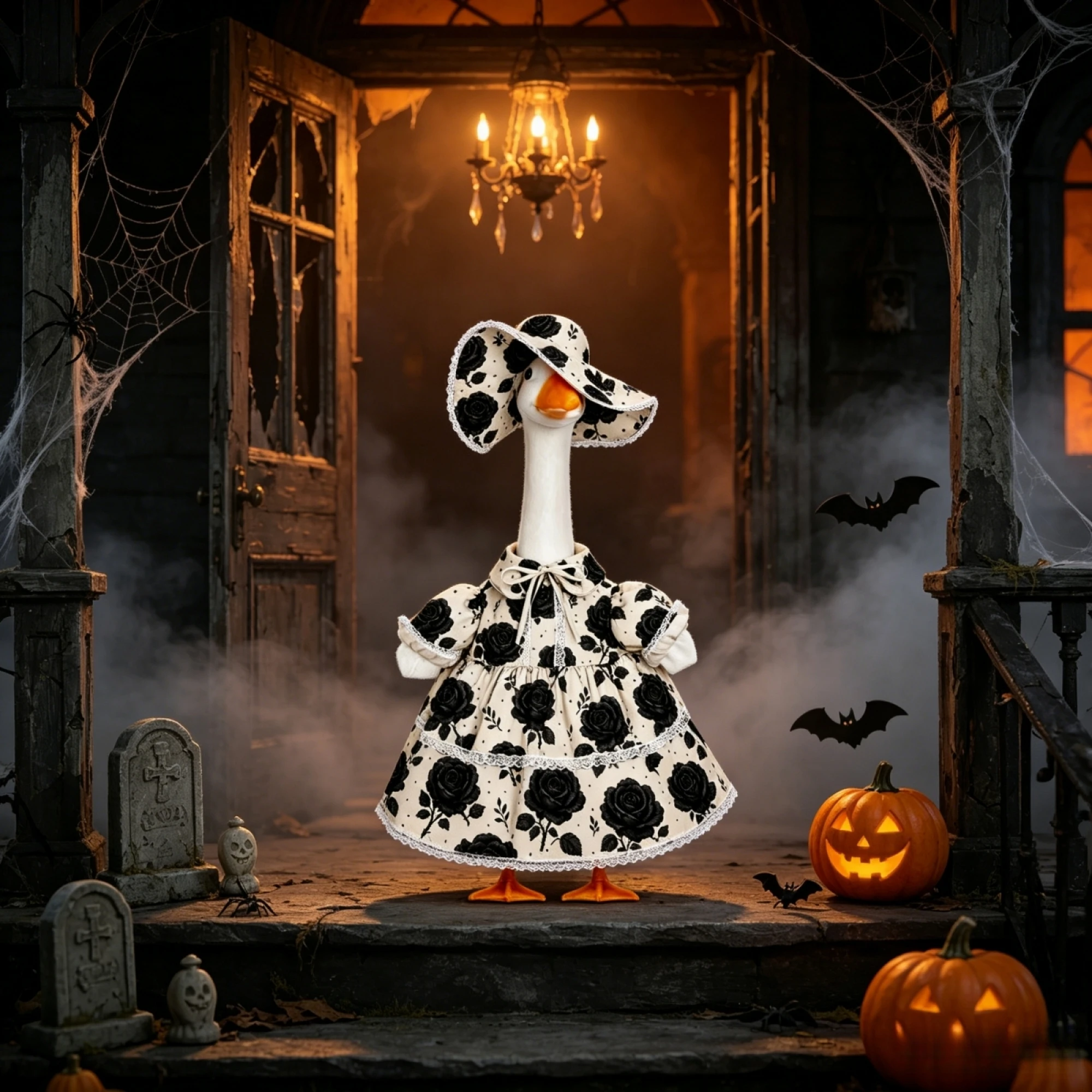 Dress-With Outfit Outfit Black Rose Halloween Outfit Black Rose Halloween Black Porch-Goose Dress-With Outfit - view 2