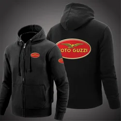 MOTO GUZZI  Men's New Hight Quality Hooded Long Sleeves Jackets Zipper Solid Color Casual Sweatshirt Pullover Tops Clothing