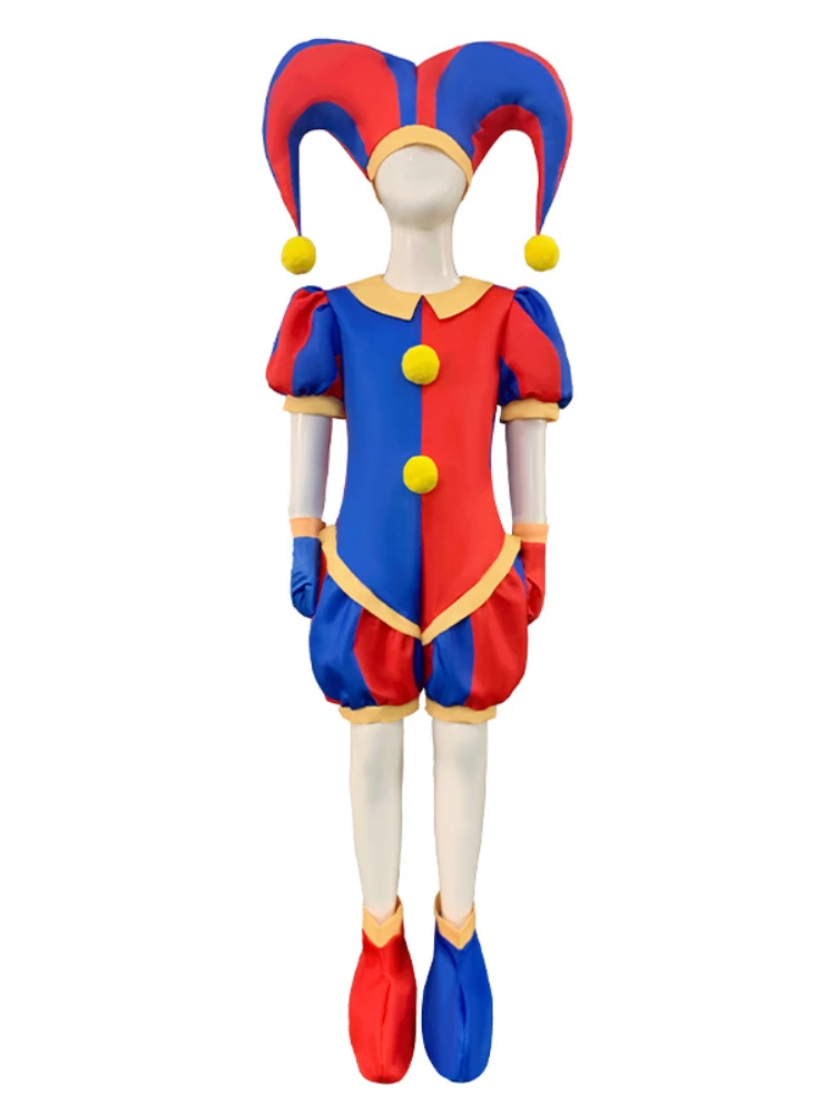 Cosplay Christmas Cartoon Costume Pomni Digital Circus Jumpsuit Theater Kids Gifts Party Carnival Hat Suits Clothing Vestido