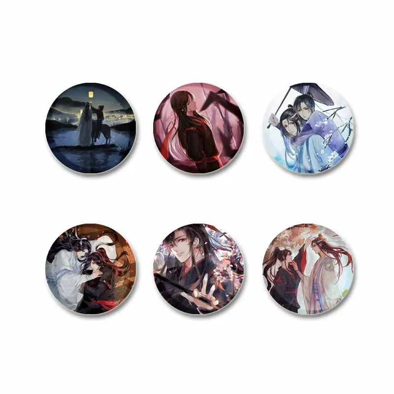 44/58mm Anime Mo Dao Zu Shi Brooches on Backpack Cartoon Coplay Badge Wei Wuxian Lan Wangji Cute Enamel Pins Jewelry Accessories